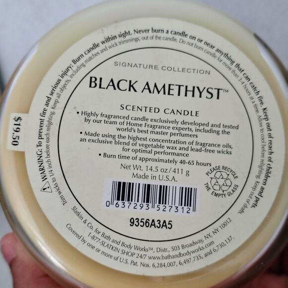 Bath & Body Works Black Amethyst Scented 3 Wick Candle 14.5 oz Used Once Retired - Picture 4 of 4